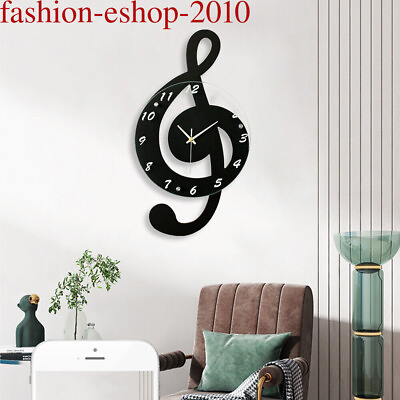 #ad #ad Silence Wall Watch Clock Musical Note Wall Clock Creative Office Home Decor USA $46.00