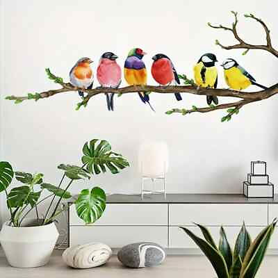 #ad Colorful Birds Standing On Branch Wall Decal 12.20quot; x 29.13quot; NEW $7.98