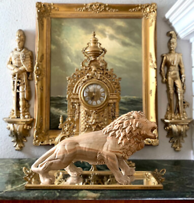 #ad Lion Statue Vintage Heavy Sculpture Vintage Decor $265.00