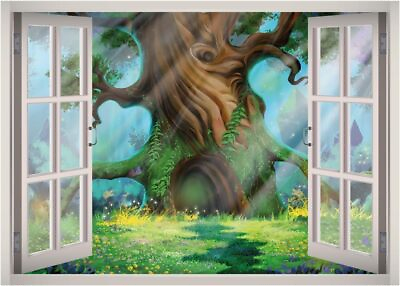 #ad Cartoon Forest View Window 3D Wall Decal Art Removable Wallpaper Sticker W154 $29.95