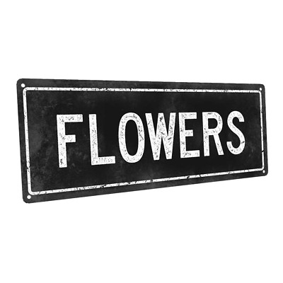#ad Black Flowers Metal Sign; Wall Decor for Kitchen and Dinning Room $19.99