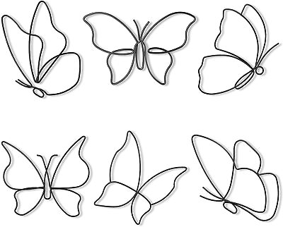 #ad 6 Pieces Metal Butterfly Wall Butterfly Metal Wall Art Decorations Wall Decor $33.99