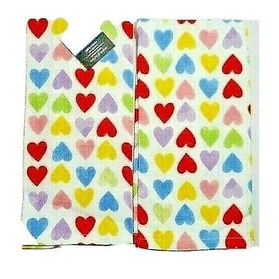 #ad Colorful Hearts Kitchen Tea Towels 2 Piece Valentine#x27;s Day Cotton Holiday NWT $11.20
