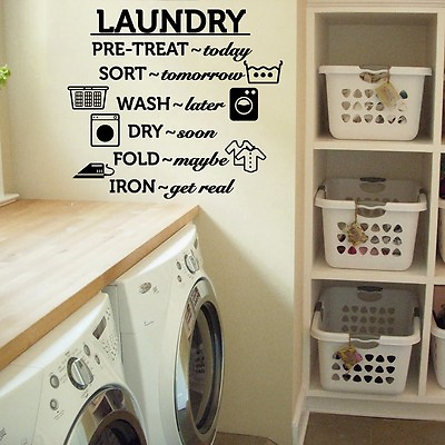 #ad Laundry Room Wash Dry Fold Iron Vinyl Wall Quote Sticker Decal 43quot;w x 36quot;h $39.99