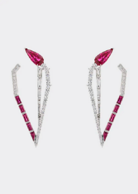 #ad #ad Geometric Modern Design Vivid Pink 6.00CT Ruby amp; White CZ Party Women Earrings $345.00