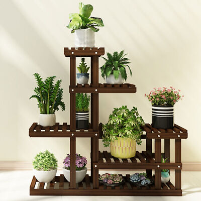 #ad Multi Tier Wood Flower Rack Plant Stand Bonsai Shelves Home Display Shelf Indoor $32.29