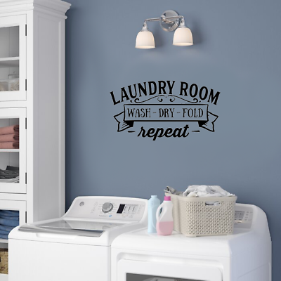 #ad Laundry Room Wash Dry Repeat Vinyl Decal Sticker Home Decor Wall Art Quote $19.73