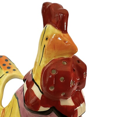 #ad Kitchen Rooster Chicken Hand Painted Ceramic Figurine Farmhouse Folk Art Decor $24.16