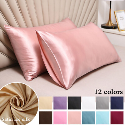 #ad Pillow Case Pillow Cover Pillowcase Home Decor Silky Satin Home Textile Smooth $8.05