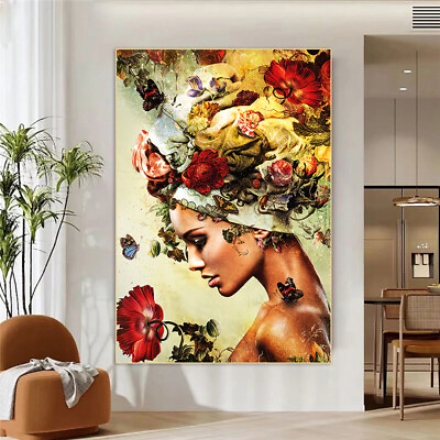 #ad Flower Girl Canvas Painting Wall Art Poster Print Modern Wall Picture Home Decor $21.23