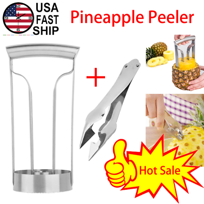 #ad 2PCS New Kitchen Tools Stainless Steel Pineapple Corer Slicer Cutter Eye Peeler $13.99