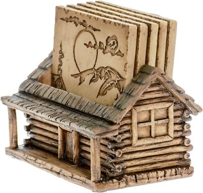 #ad Cabin Log Coaster Set for Drinks Modern Home Decor Accents $40.05