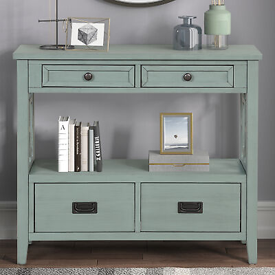 #ad 36Inch Farmhouse Console Table 4 Drawers For Living Room Bedroom Hallway Kitchen $257.17