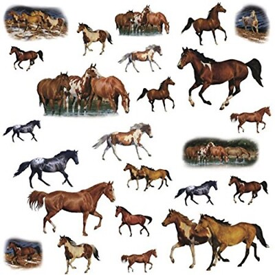 WILD HORSES 24 Wall Stickers Room Decor WESTERN Ranch Decals Farm Decorations $15.99