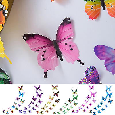 #ad 24pcs 3D Butterfly Wall Decor 12pcs Butterfly Decals Wall Decals Removable Elega $7.59