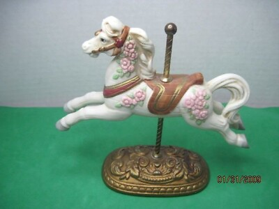 #ad Vintage Home Interior Resin w Brass Pole Carousel Horse Figurine $8.88