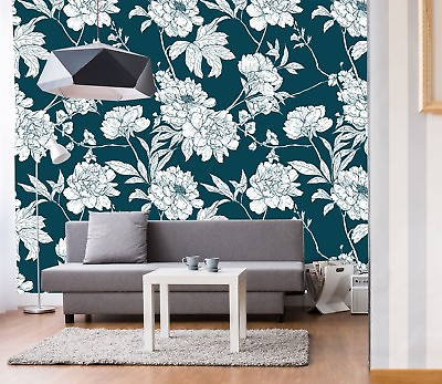 #ad 3D White Flowers Art 45 Wall Paper Wall Print Decal Wall Deco Indoor Wall Murals $249.99
