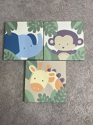 #ad Nursery Room Decor 3pc Canvas Picture 12” By 12” Panels $35.00