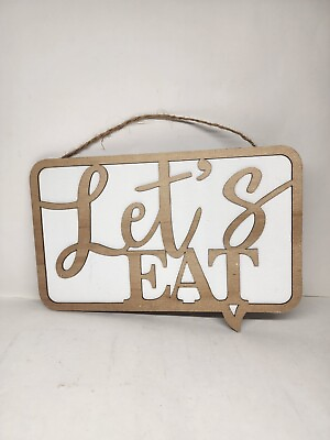 #ad True Living Hanging Wall Art Kitchen Home Decor “Let’s Eat” 11.5”L x 7”W NEW $20.69