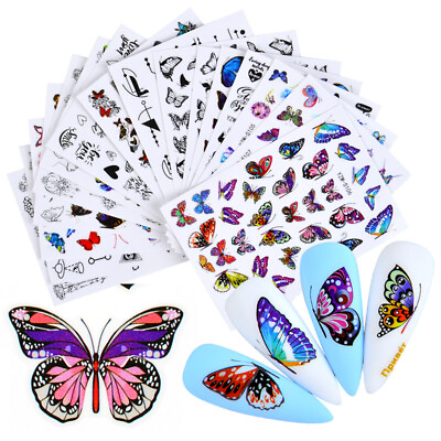 #ad #ad Nail Stickers Butterfly Flower Nail Art DIY Waterproof Adhesive Transfer Decal C $1.79