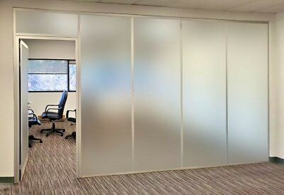 #ad CGP Office Partitions Frosted Glass Aluminum Wall 13#x27;x9#x27; w Door Clear Anodized $4785.00