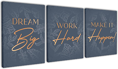 #ad Inspirational Wall Décor for Office Bedroom Living Room 3Pc Motivational Pos $44.73
