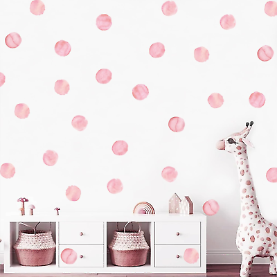 #ad #ad Polka Dot Wall Decals Removable Watercolor Pink Wall Sticker for Kids Baby Girls $18.61