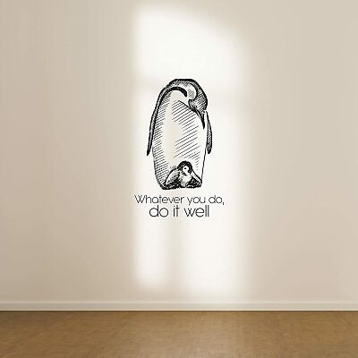 Do It Well Quote Penguin Bird Animal Wall Art Stickers for Kids Home Room Decal $12.50