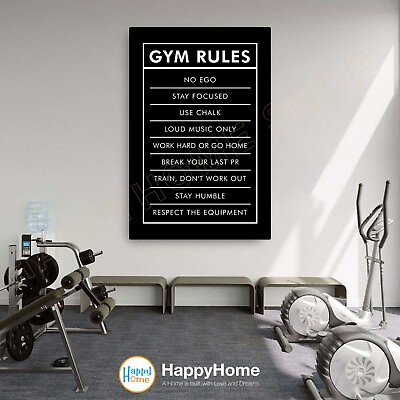 #ad #ad Gym Rules Wall Art Home Gym Decor Workout Room Motivational Quote Print Art P740 $215.60