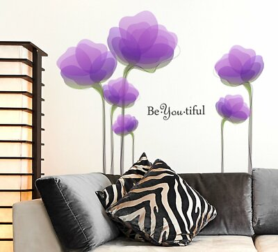 #ad Wall Sticker Flowers Dreamy Shaded Purple Qute Beautiful Art Poster Room Decor $19.36