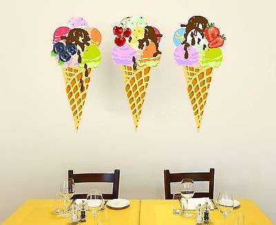 #ad #ad Kitchen Stickers Wall Decals Ice Cream Murals Full Color Cafe Decor SD18 $89.99
