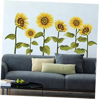 #ad 6 Big Sunflower Wall Decals Garden Flower Wall Stickers Bedroom Living Room $21.90