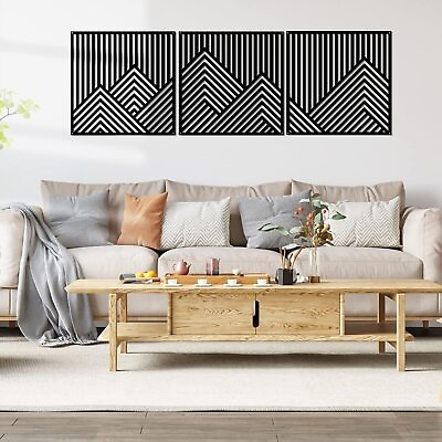 #ad #ad 3PCS*12in Mountain Black Metal Wall Art Set Abstract Metal Wall Art for Bedr... $32.87
