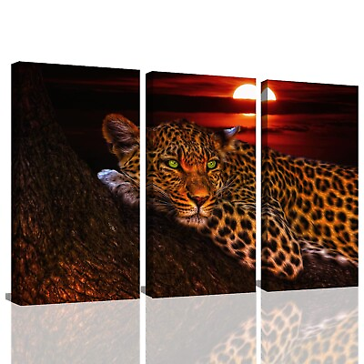 #ad Black Wall Art Decor for Bathroom Leopard Paintings Large Canvas Prints Attra... $92.19