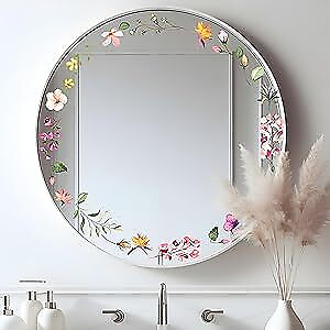 #ad Floral Mirror Decals Flower Wall Stickers Peel and Stick Room Graphics $13.35