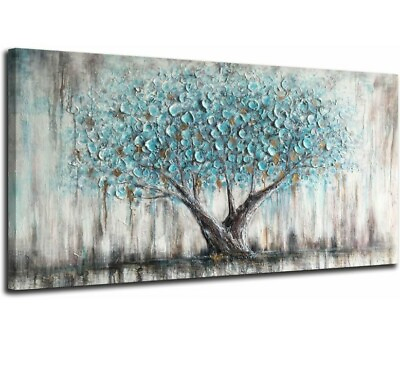 #ad Tree Wall Art Teal Blue Nature Tree of Life Abstract 40quot;x20quot; Wall Art Style 3 $84.99