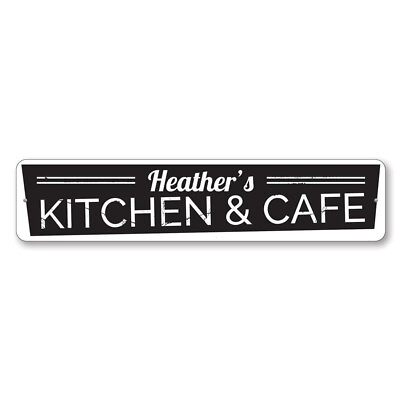 #ad Kitchen amp; Cafe Sign Personalized Name Kitchen Metal Wall Decor Aluminum $23.50