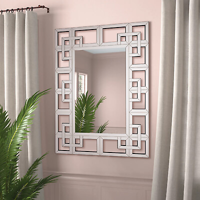 #ad Wall Decorative Home Mirror Rectangular Large Silver Vanity Beveled Glass Edge $159.95