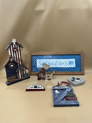 #ad Vintage 6 Piece Wooden “Home Sweet Home” Country Farmhouse Americana Home Decor $19.99