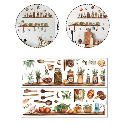 #ad Kitchen Utensil Shelves Dining Room Kitchen Wall Decoration Wall Stickers $11.89