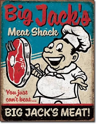 #ad Big Jacks Meat Shack Funny Humor Retro Kitchen Wall Art Decor Metal Tin Sign New $21.99