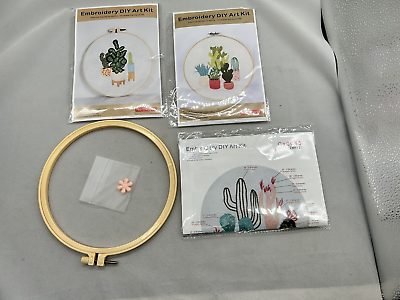 #ad Set of 3 Embroidery DIY Art Kit Cactus Plants Desert Cx0045 Cx0017 amp; CX0051 $11.24