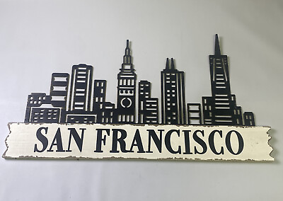 #ad San Francisco Skyline Wall Decor Metal and Wood Frisco Sign California Art $45.00