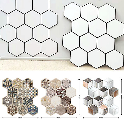 #ad #ad 3D Hexagon Pattern DIY Wall Sticker Self adhesive Panel Wallpaper Decor 30*30CM $42.79