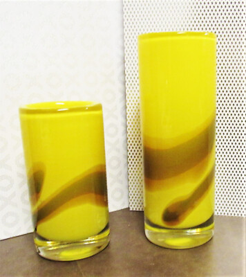 #ad Extremely Rare Set Of 2 Mid century Studio Art Glass Vases Sm amp; Lg Signed $249.00