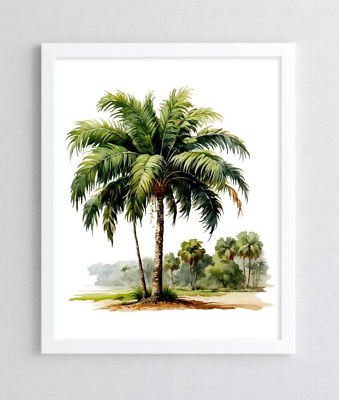 #ad #ad Palm Trees Wall Art Print Tropical Trees Wall Art Decor Palm Trees Art $9.99