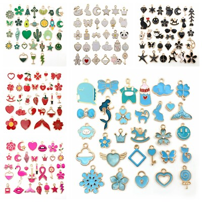 Mixed Animals Flowers Heart Stars Enamel Charms Pendant DIY For Jewelry Making C $4.62