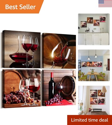#ad Kitchen Wall Art for Dining Room Decor Wine Fruit Goblet Canvas Prints 4 ... $147.99