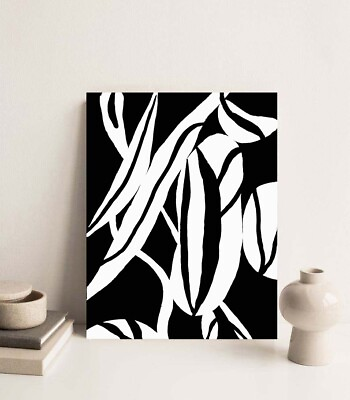 #ad Original Abstract Acrylic Painting Black amp; White Art Leaf Painting Living Room $38.50
