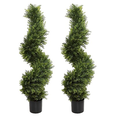 #ad Artificial Cedar Tree Topiary Trees Artificial Outdoor 2 Packamp;Pot House Decor $49.99